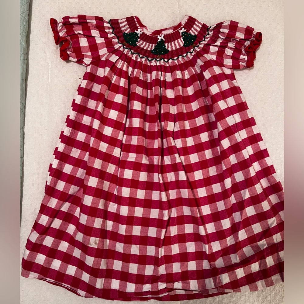 Classic Whimsy Christmas Tree Smocked Dress Size 5